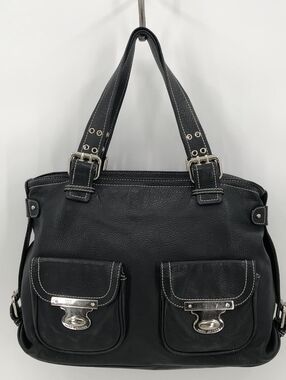 Vintage Marc Jacobs Large Black Leather Silver Hardwear Bag Multi Pockets Hobo
